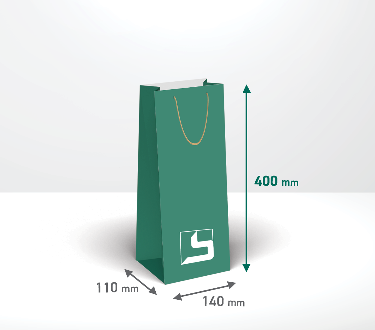 Darilna vrečka za steklenico: 140x110x400 mm (4.108-4)
